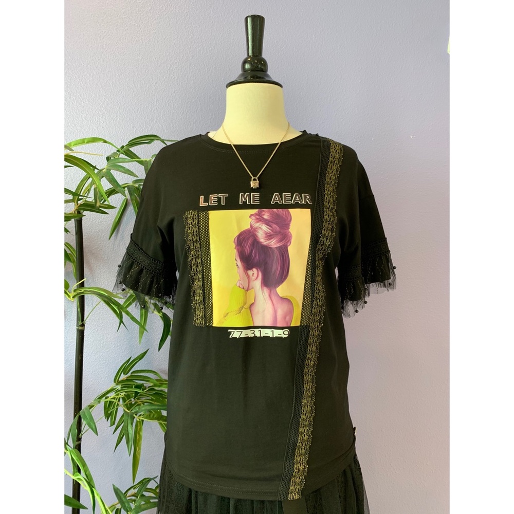 Italian Embellished Cotton T shirt